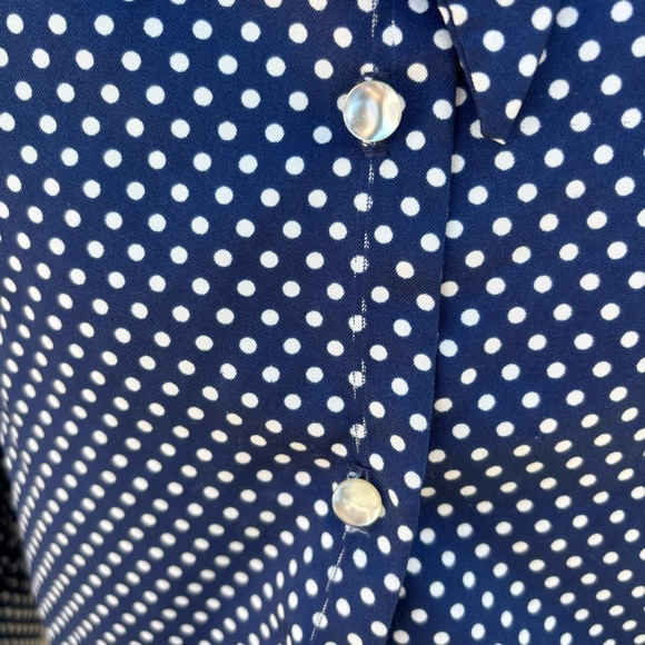 Vintage 70’s!  Secretary polka dot blouse with large bow - Picture 3 of 7
